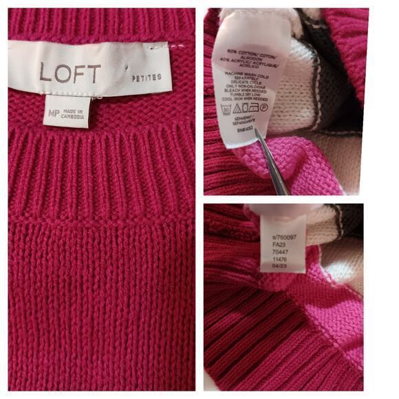 LOFT Pullover Sweater Top Size MediumP Cotton Blend Colorful Stripes - Picture 8 of 9